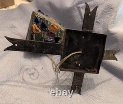 Vintage Wrought Iron Multicolored Chunk Glass Tudor Porch Lantern Sconce P Marsh