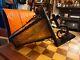 Vintage Wrought Iron Outdoor Electric Porch Lantern Wall Light Amber Glass