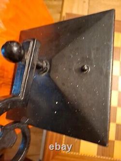 Vintage Wrought Iron Outdoor Electric Porch Lantern Wall Light Amber Glass
