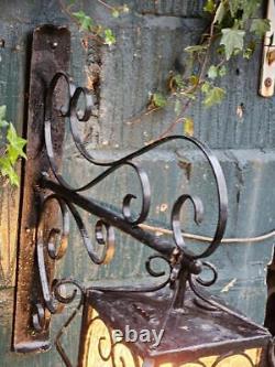 Vintage Wrought Iron Outdoor Lantern and Bracket Porch Lantern