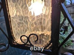 Vintage Wrought Iron Outdoor Lantern and Bracket Porch Lantern