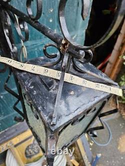 Vintage Wrought Iron Outdoor Lantern and Bracket Porch Lantern