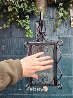 Vintage Wrought Iron Outdoor Lantern and Bracket Porch Lantern