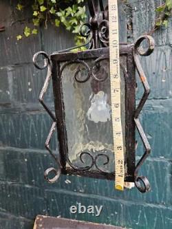 Vintage Wrought Iron Outdoor Lantern and Bracket Porch Lantern