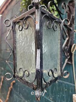 Vintage Wrought Iron Outdoor Lantern and Bracket Porch Lantern