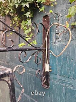 Vintage Wrought Iron Outdoor Lantern and Bracket Porch Lantern