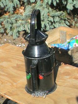 Vintage and Rare Railroad Lantern with sliding lens's Red and Green 5 1/4 Tall