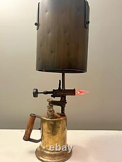 Vintage antique brass blow torch lamp