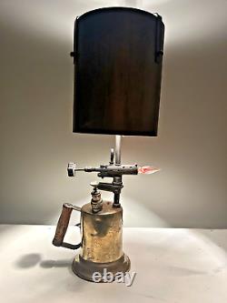 Vintage antique brass blow torch lamp