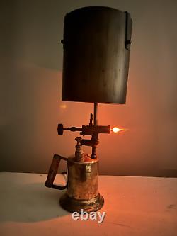 Vintage antique brass blow torch lamp