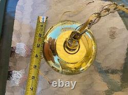 Vintage brass gold lantern cone hexegon Chandelier hanging light foyer large