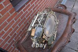 Vintage italian metal glass Lantern chandelier figural decor