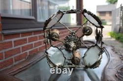 Vintage italian metal glass Lantern chandelier figural decor