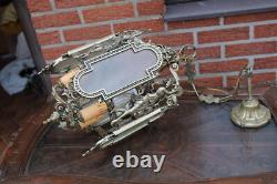 Vintage italian metal glass Lantern chandelier figural decor