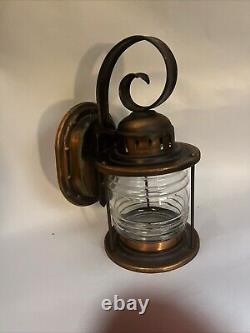 Vintage nautical ship lantern, brass copper wall light, Clear Glass