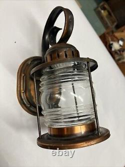 Vintage nautical ship lantern, brass copper wall light, Clear Glass