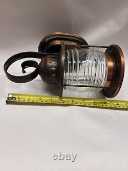 Vintage nautical ship lantern, brass copper wall light, Clear Glass