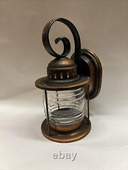 Vintage nautical ship lantern, brass copper wall light, Clear Glass