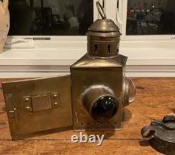 Vintage working marine signal lantern 3 lens brass oil lamp