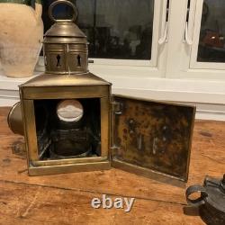 Vintage working marine signal lantern 3 lens brass oil lamp