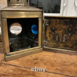 Vintage working marine signal lantern 3 lens brass oil lamp