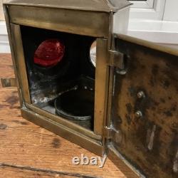 Vintage working marine signal lantern 3 lens brass oil lamp