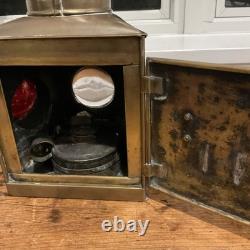 Vintage working marine signal lantern 3 lens brass oil lamp