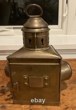 Vintage working marine signal lantern 3 lens brass oil lamp