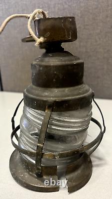 Vintages 1920s Nautical Maritime Brass Lantern Light Fixture Electric