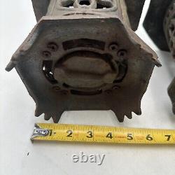 Vntg Japan Cast Iron Lanterns Bamboo Pagoda Style Very Nice Cond. 6lbs Set of 2
