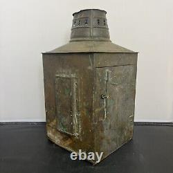 Vntg Starboard Copper Oil Lamp Blue Lantern Boat Light Nautical Maritime Decor