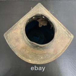 Vntg Starboard Copper Oil Lamp Blue Lantern Boat Light Nautical Maritime Decor