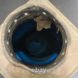 Vntg Starboard Copper Oil Lamp Blue Lantern Boat Light Nautical Maritime Decor