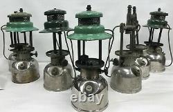 Vtg 7 Lantern Green Chrome Coleman Model 247-200- 242c For Restoration No Glass