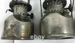 Vtg 7 Lantern Green Chrome Coleman Model 247-200- 242c For Restoration No Glass