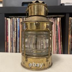 Vtg ANKERLICHT Brass Lantern 9 NAUTICAL Maritime GLASS Kerosene Decor antique