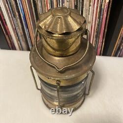 Vtg ANKERLICHT Brass Lantern 9 NAUTICAL Maritime GLASS Kerosene Decor antique