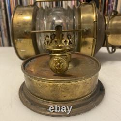Vtg ANKERLICHT Brass Lantern 9 NAUTICAL Maritime GLASS Kerosene Decor antique
