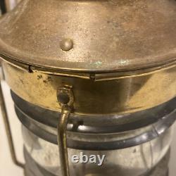 Vtg ANKERLICHT Brass Lantern 9 NAUTICAL Maritime GLASS Kerosene Decor antique