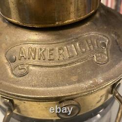 Vtg ANKERLICHT Brass Lantern 9 NAUTICAL Maritime GLASS Kerosene Decor antique