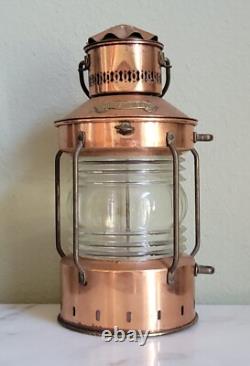 Vtg Antique Ankerlicht Maritime Copper Glass Lantern Lamp Nautical