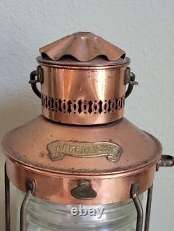 Vtg Antique Ankerlicht Maritime Copper Glass Lantern Lamp Nautical