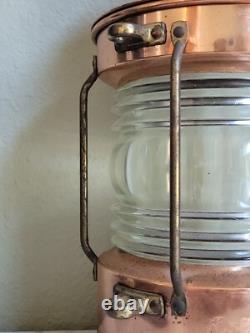Vtg Antique Ankerlicht Maritime Copper Glass Lantern Lamp Nautical