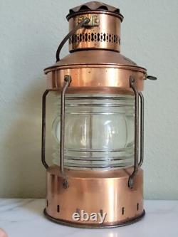 Vtg Antique Ankerlicht Maritime Copper Glass Lantern Lamp Nautical