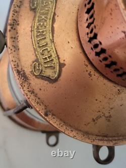 Vtg Antique Ankerlicht Maritime Copper Glass Lantern Lamp Nautical