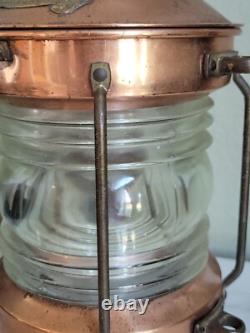 Vtg Antique Ankerlicht Maritime Copper Glass Lantern Lamp Nautical