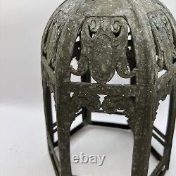 Vtg Antique Early 1900s Gothic Medieval Metal Castle Ceiling Lantern Hang Lamp