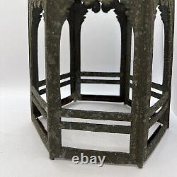 Vtg Antique Early 1900s Gothic Medieval Metal Castle Ceiling Lantern Hang Lamp