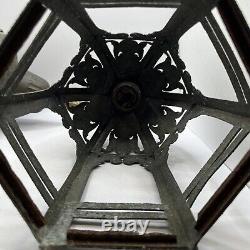 Vtg Antique Early 1900s Gothic Medieval Metal Castle Ceiling Lantern Hang Lamp