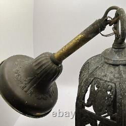 Vtg Antique Early 1900s Gothic Medieval Metal Castle Ceiling Lantern Hang Lamp